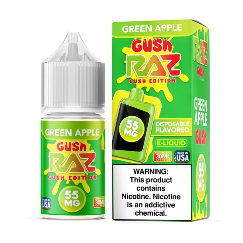 55mg salt green apple pod juice raz gush edition e-juice 30ml