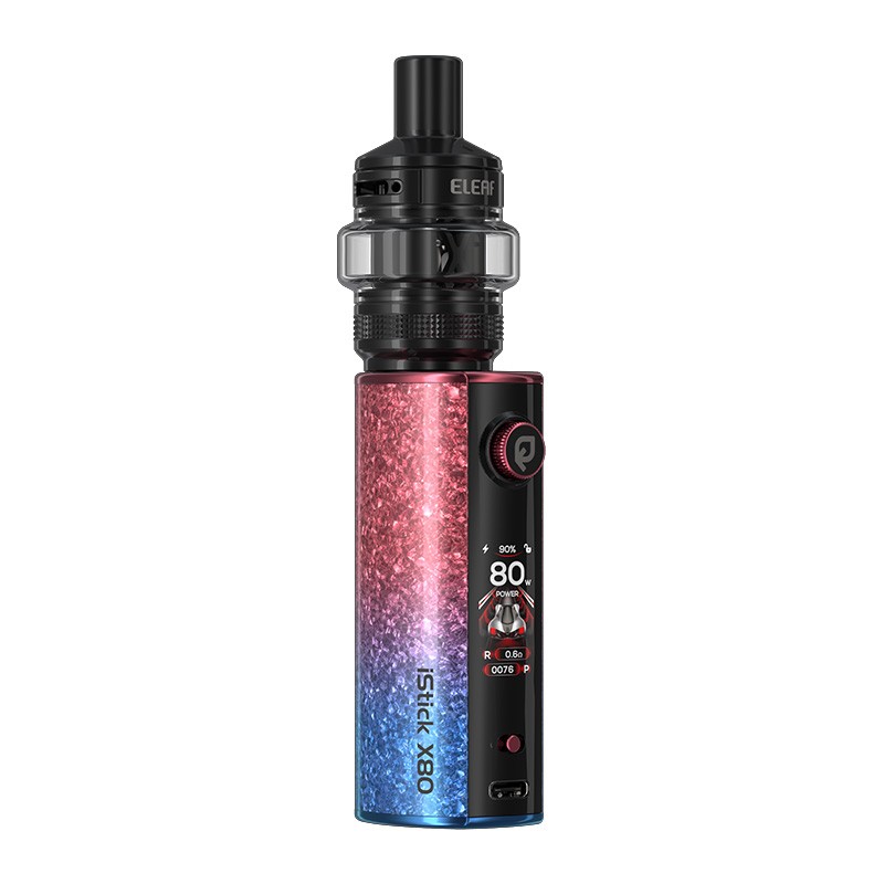 red blue gradient eleaf istick x80 vape mod kit with melo x