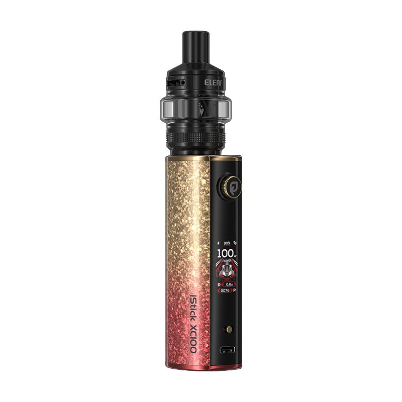 red yellow gradient eleaf istick xc100 vape mod kit with melo x