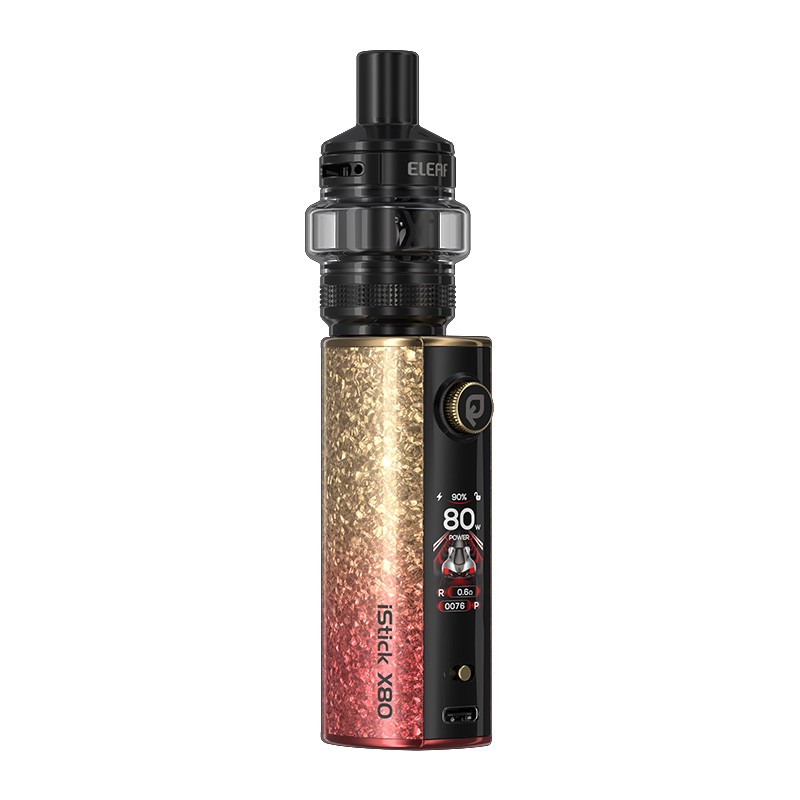 red yellow gradient eleaf istick x80 vape mod kit with melo x