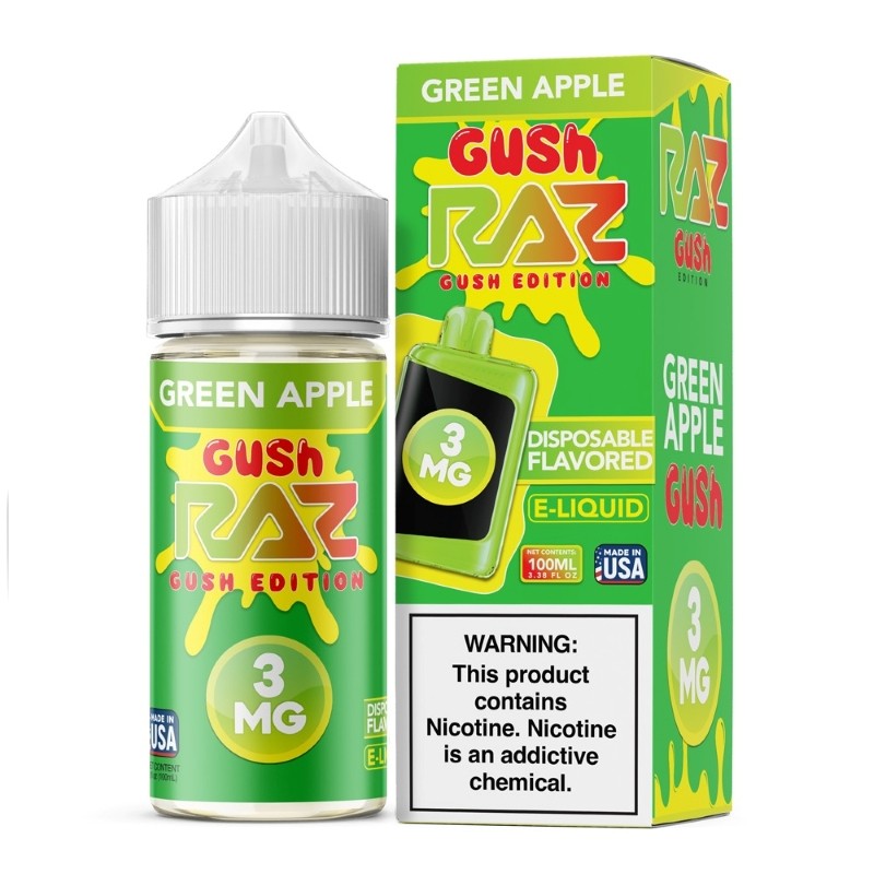 3mg green apple gush pod juice raz gush e-juice 100ml