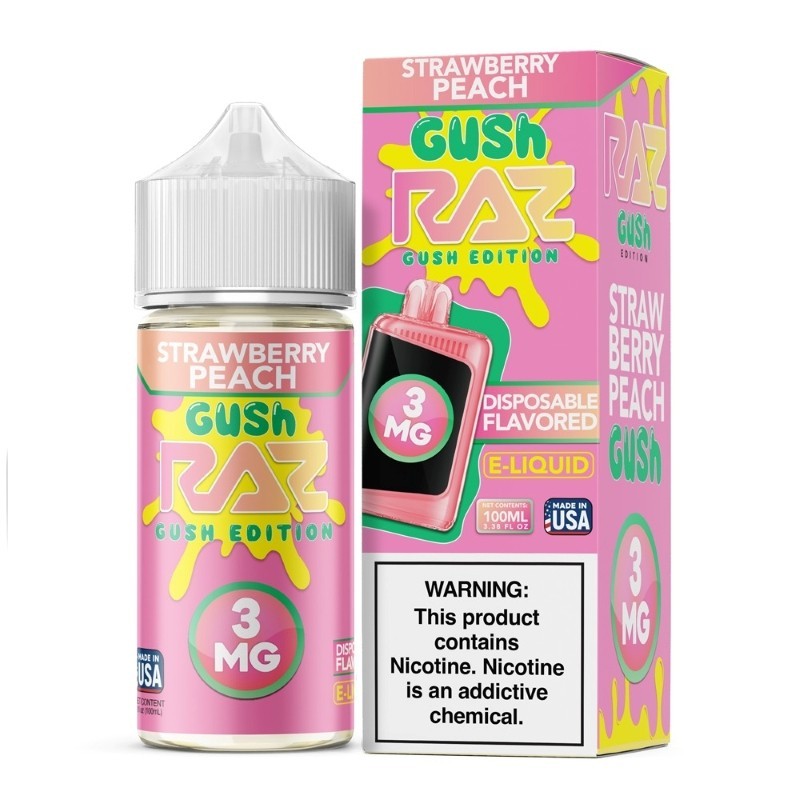 3mg strawberry peach gush pod juice raz gush e-juice 100ml